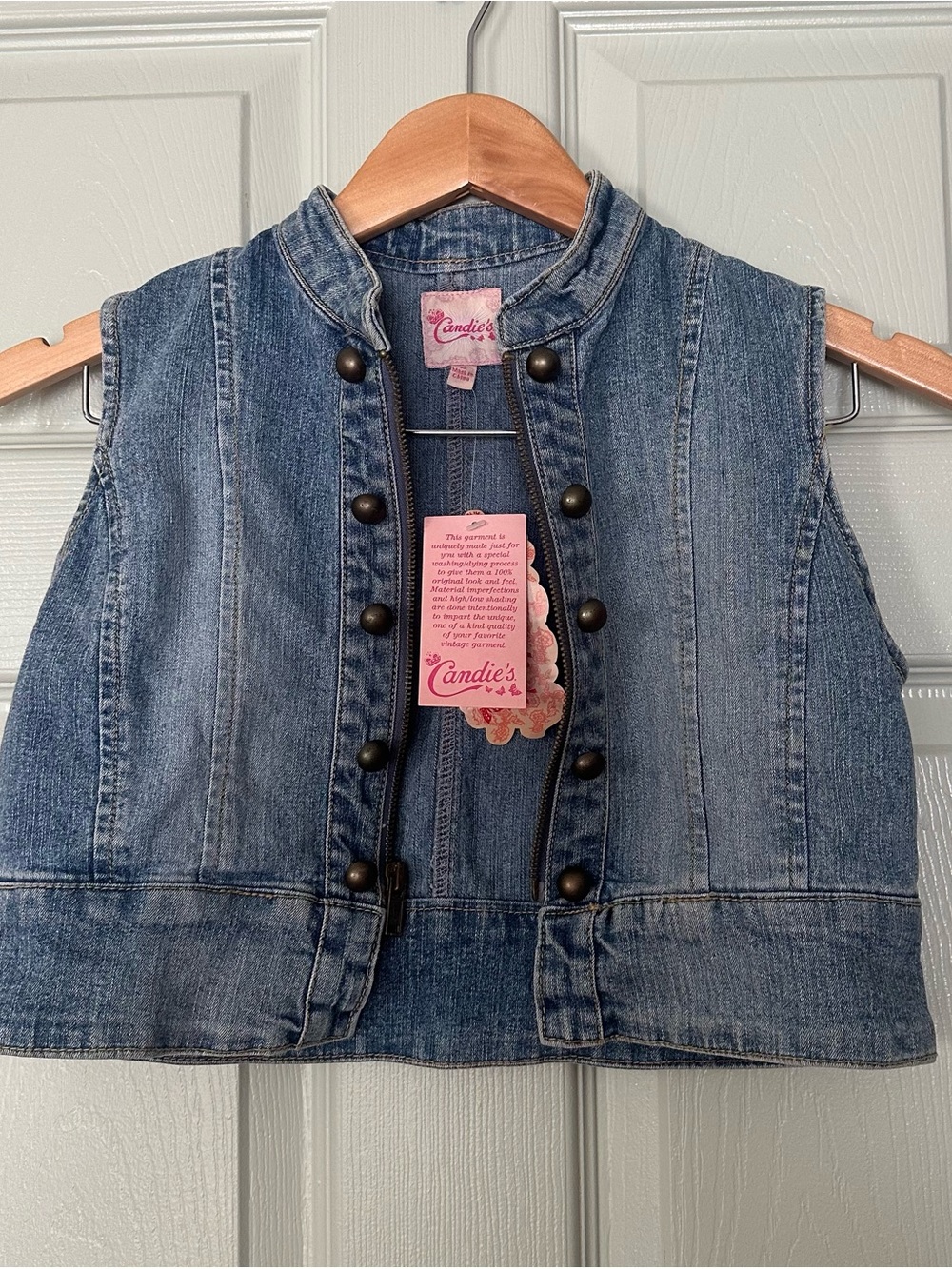 New Candie's Girls' Denim Military-Style Vest in Blue